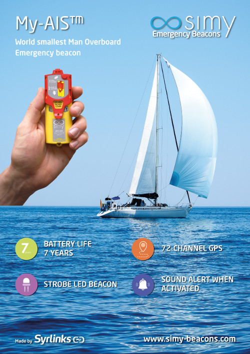 my ais simy product sheet, emergency beacon at sea, technical specifications, yachting, sailing, nautism
